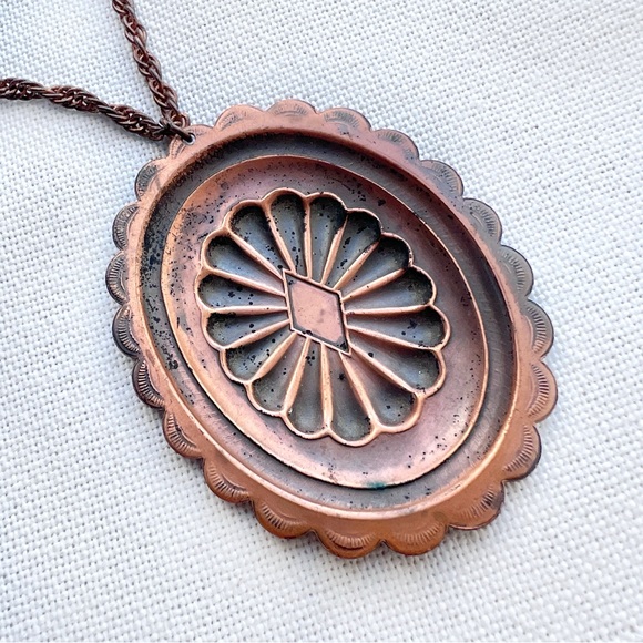 1960s 1970s VINTAGE Fred Harvey Era HUGE Copper Concho Statement Necklace - Picture 5 of 5